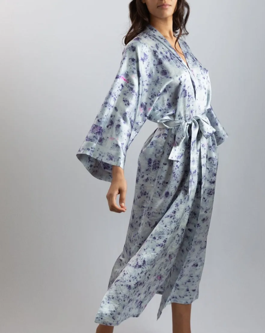 Silk Kimono Robe - Purple Carnation