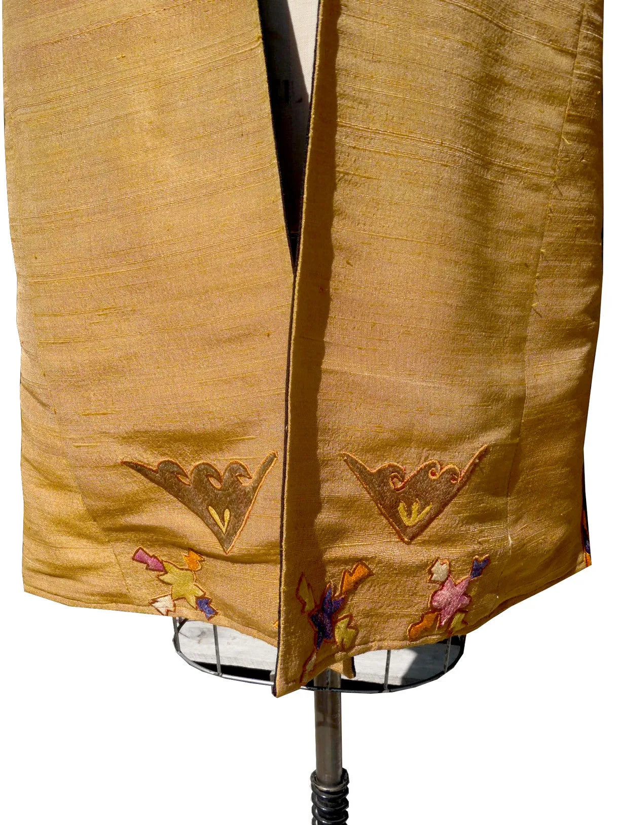 Silk Suzani Coat Reversible Black And Camel