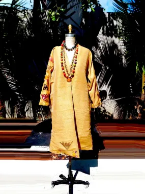 Silk Suzani Coat Reversible Black And Camel