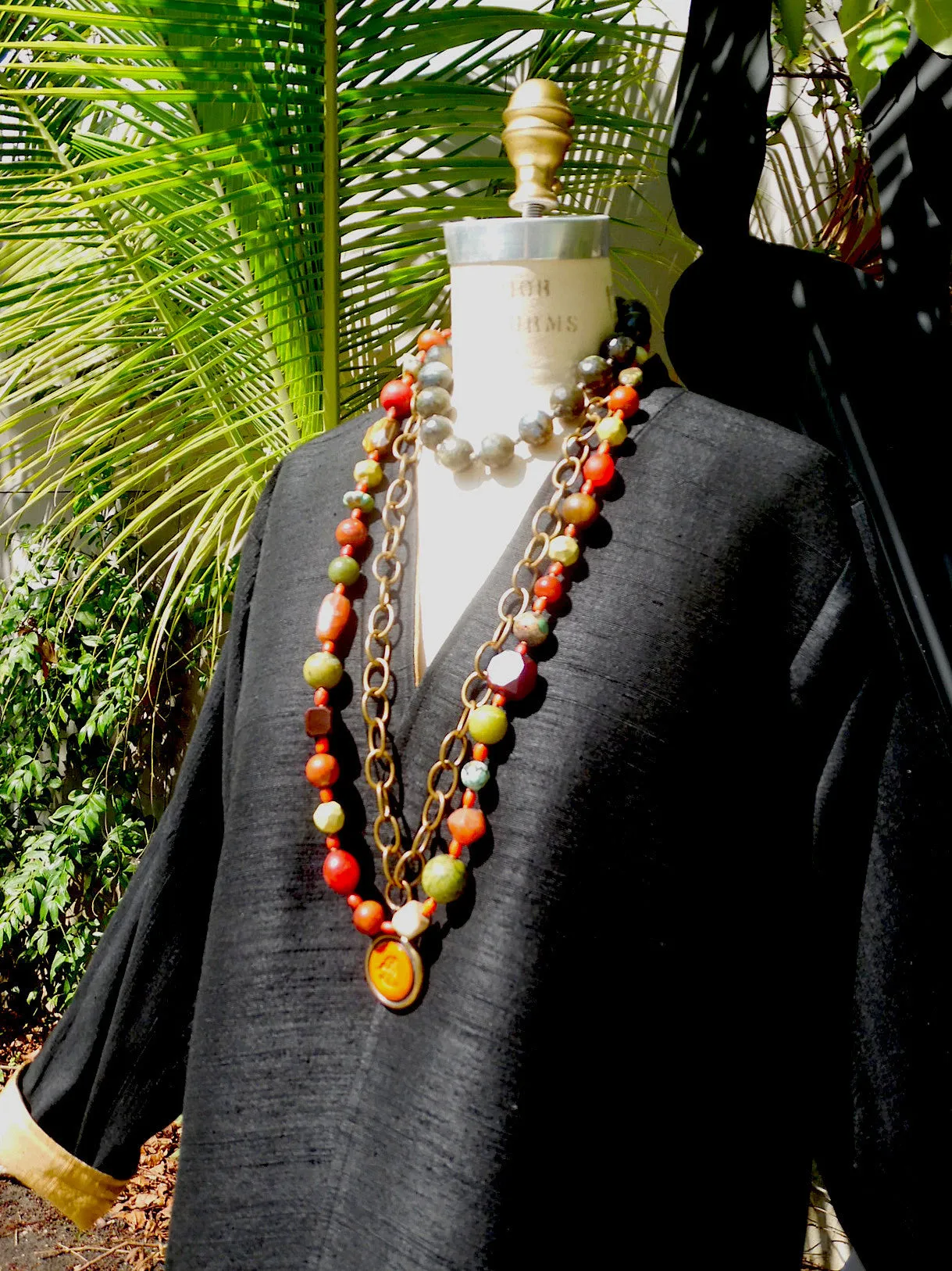 Silk Suzani Coat Reversible Black And Camel