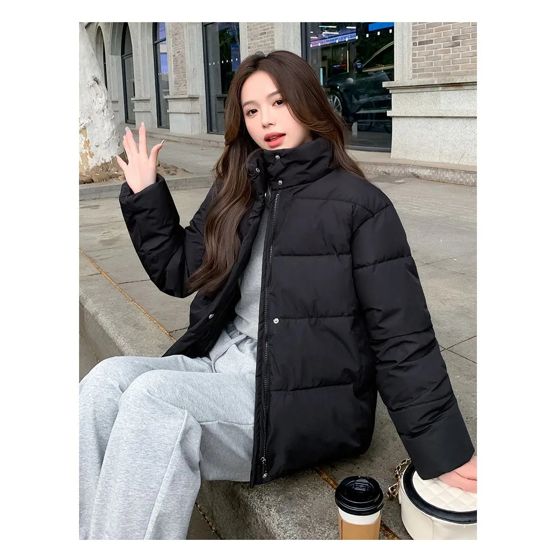 Simplicity Thickened Cropped Puffer Jacket