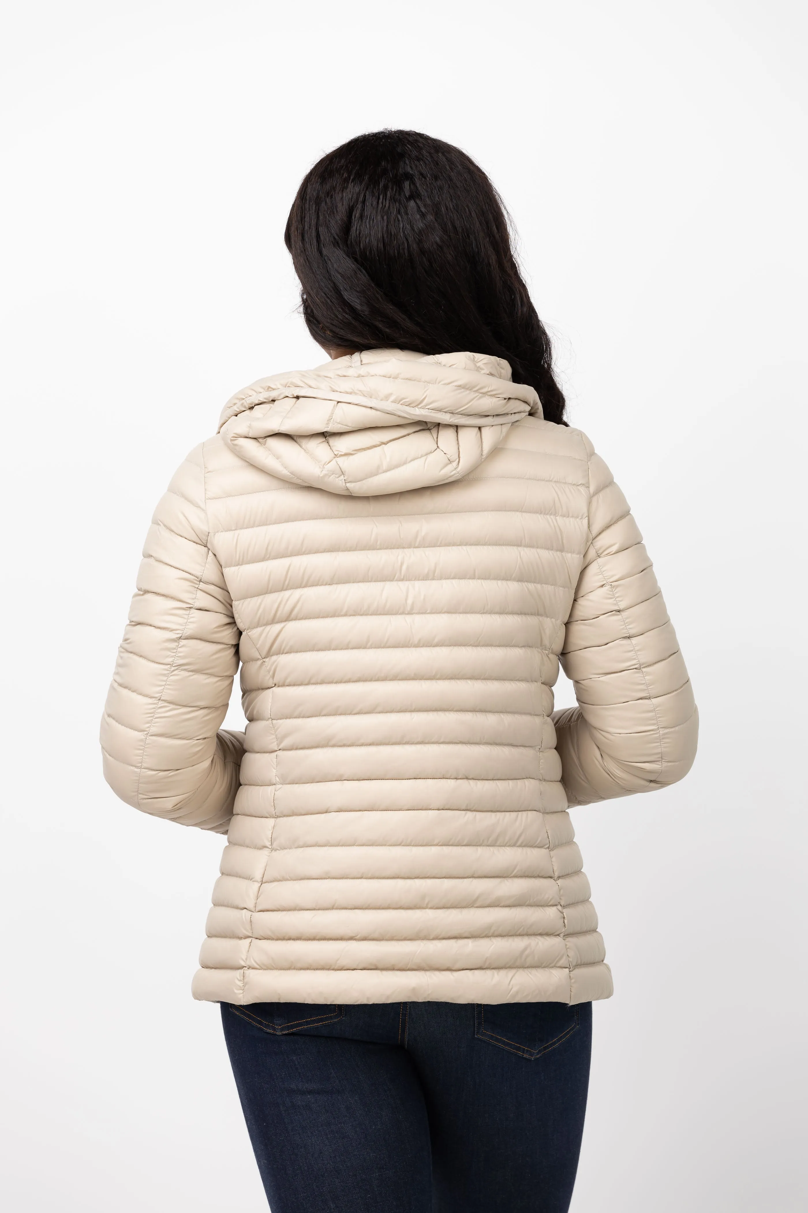Soia & Kyo Ayleen Sustainable Slim-Fit Ultra-Lightweight Down Jacket With Hood in Hush