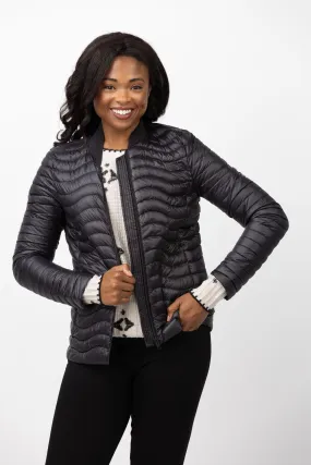 Soia & Kyo Robin-V Sustainable Slim-Fit Ultra-Lightweight Down Jacket in Black