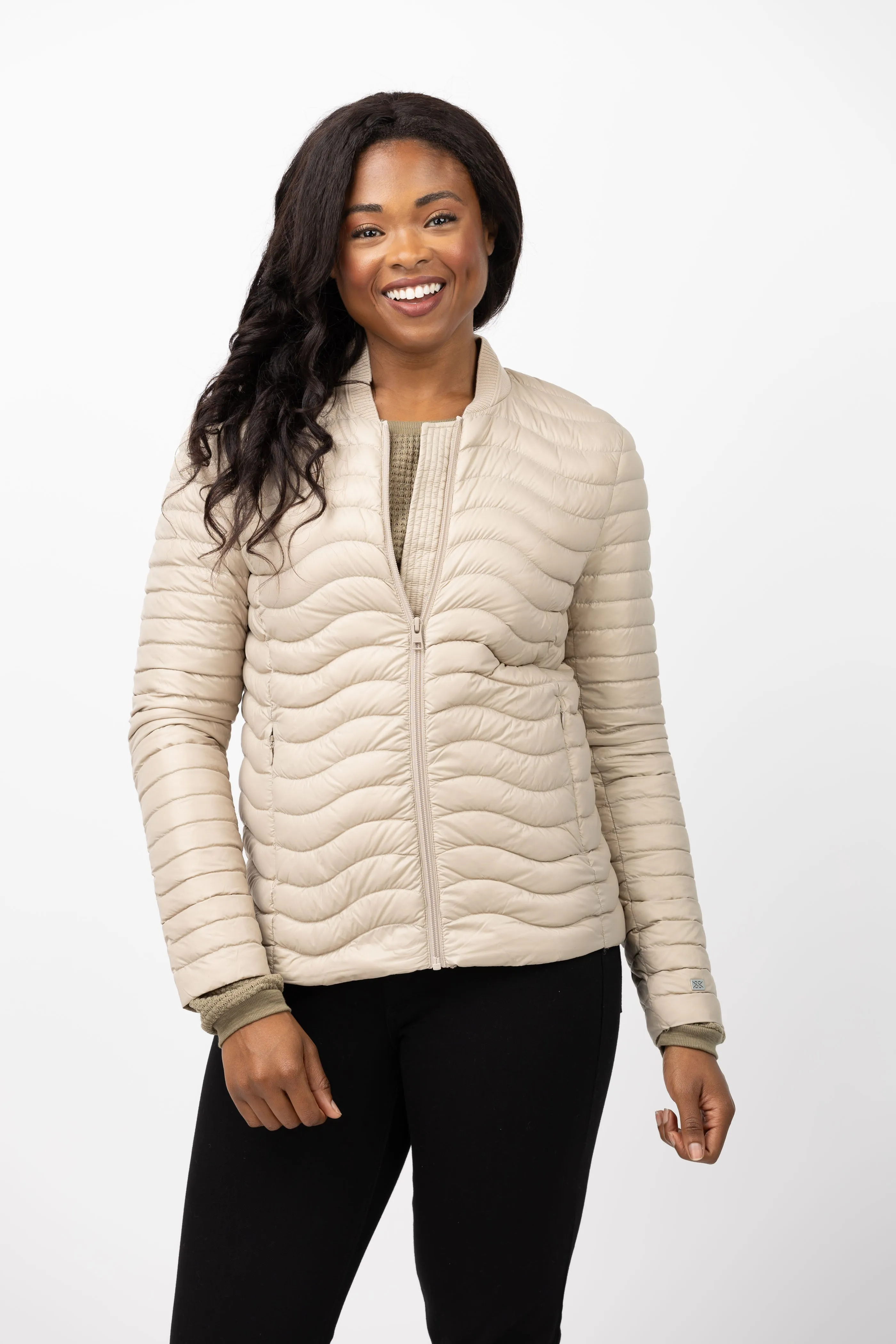 Soia & Kyo Robin-V Sustainable Slim-Fit Ultra-Lightweight Down Jacket in Hush