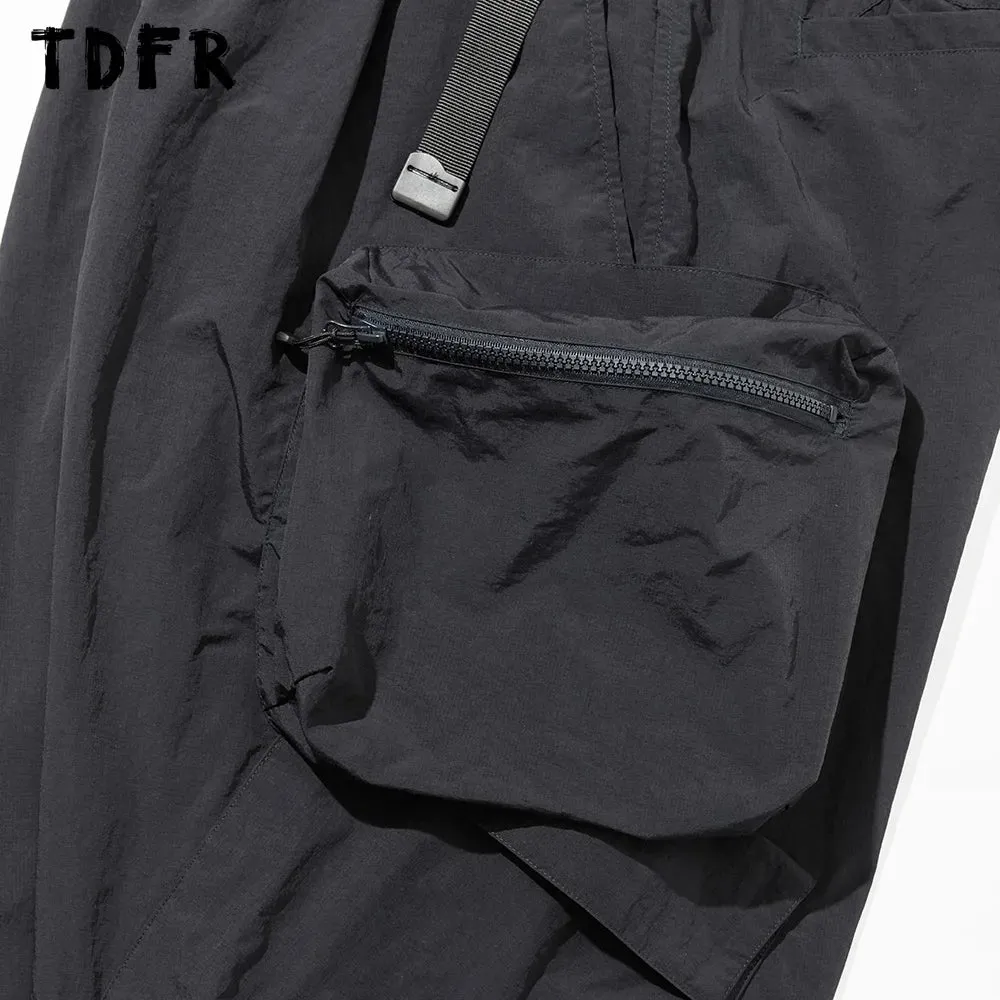 Solid Color Casual Safari Style Cargo Pants - Loose Straight Wide Leg