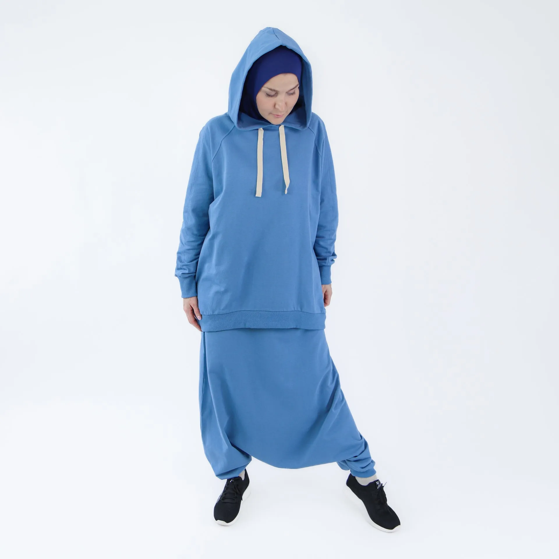 Sport Hijab Style: "Blue Cloud", Tracksuit - Hoodie with Harem Pants