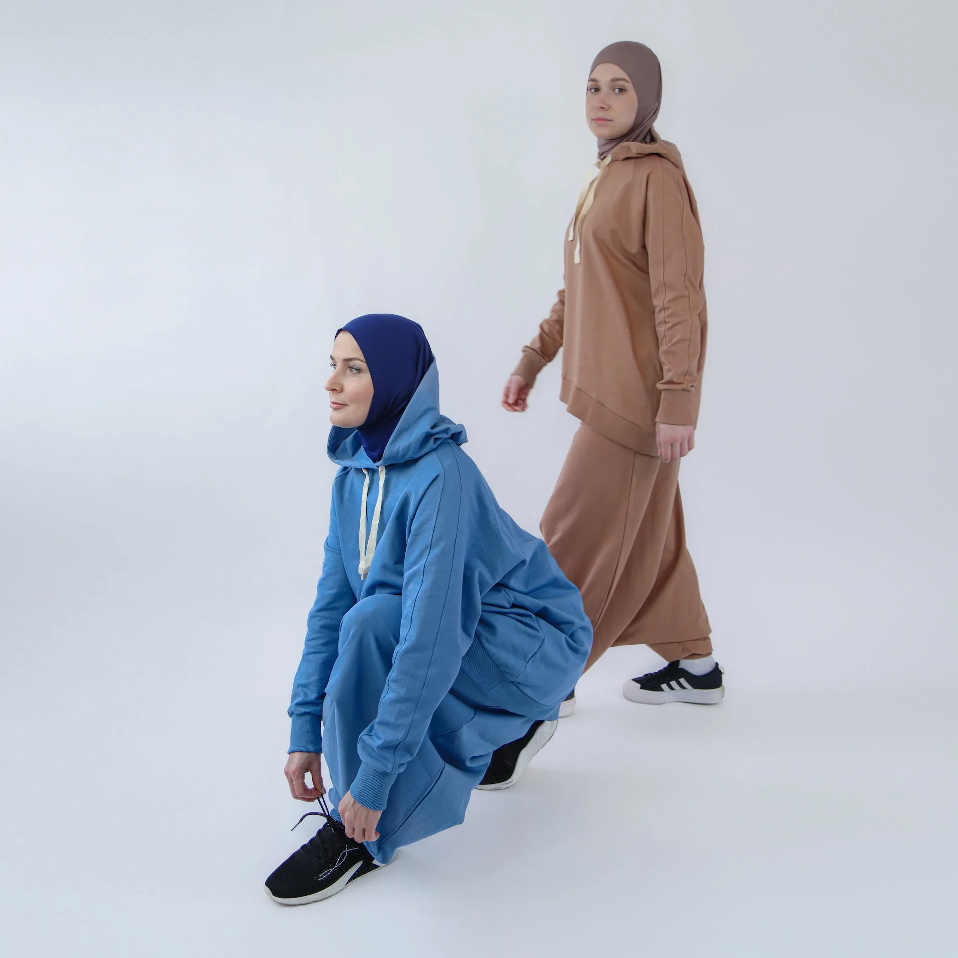 Sport Hijab Style: "Milk Coffee", Tracksuit - Hoodie with Harem Pants