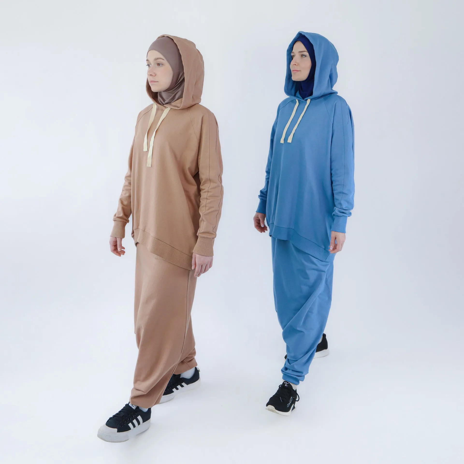 Sport Hijab Style: "Milk Coffee", Tracksuit - Hoodie with Harem Pants