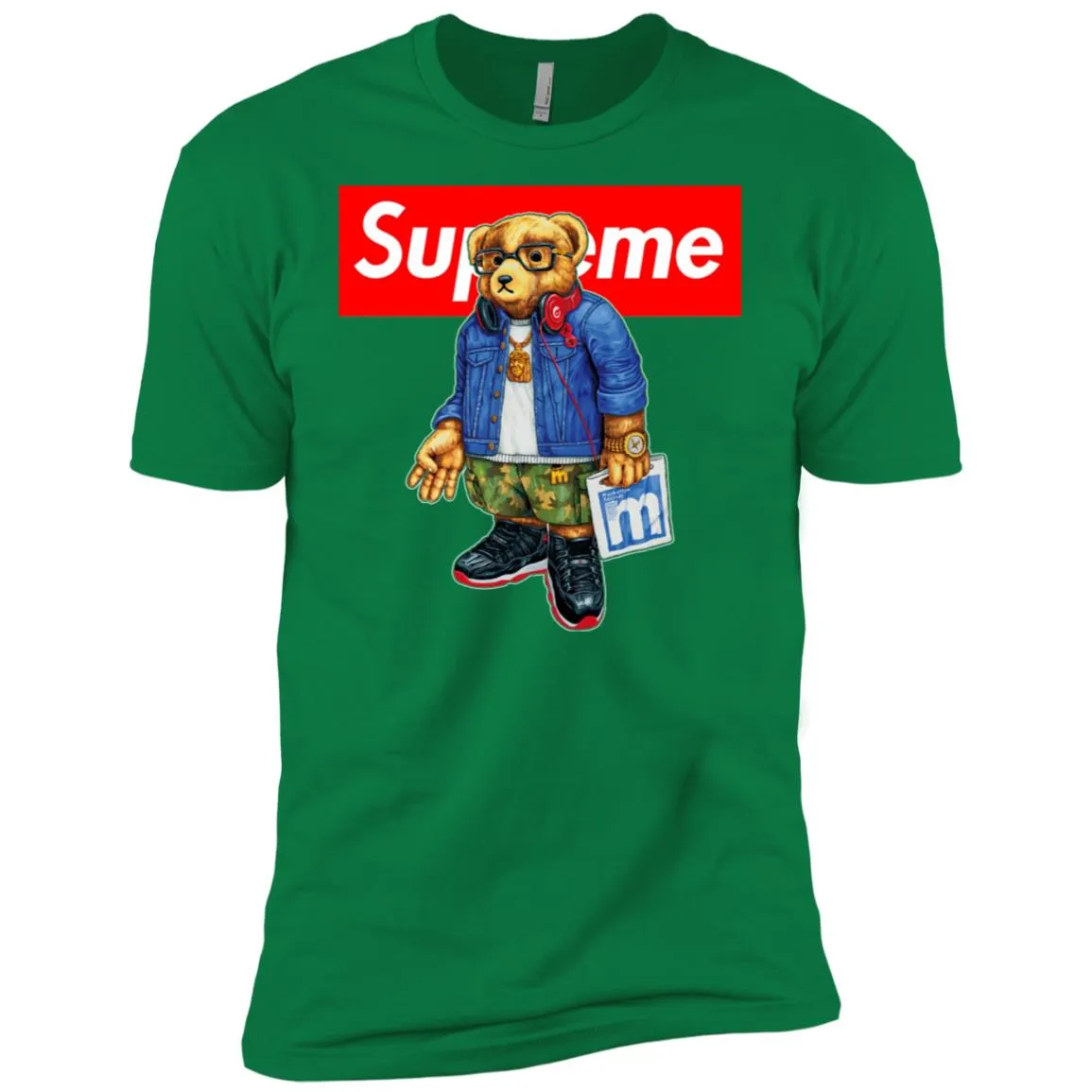 Supreme Bear Style Music T-shirt Men Short Sleeve T-Shirt
