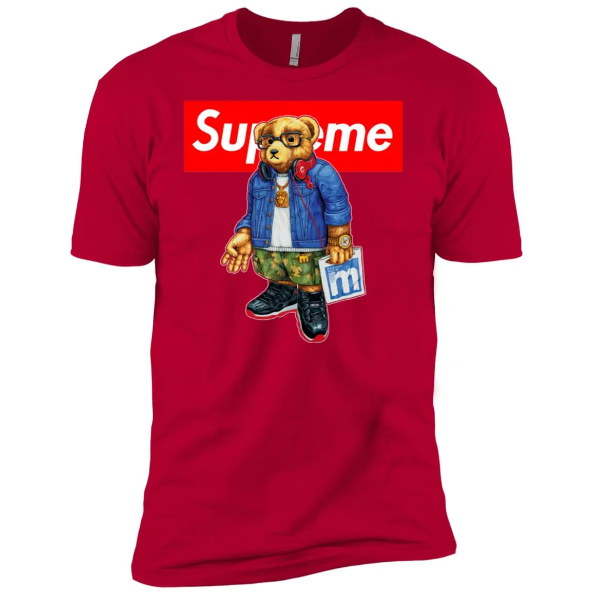 Supreme Bear Style Music T-shirt Men Short Sleeve T-Shirt