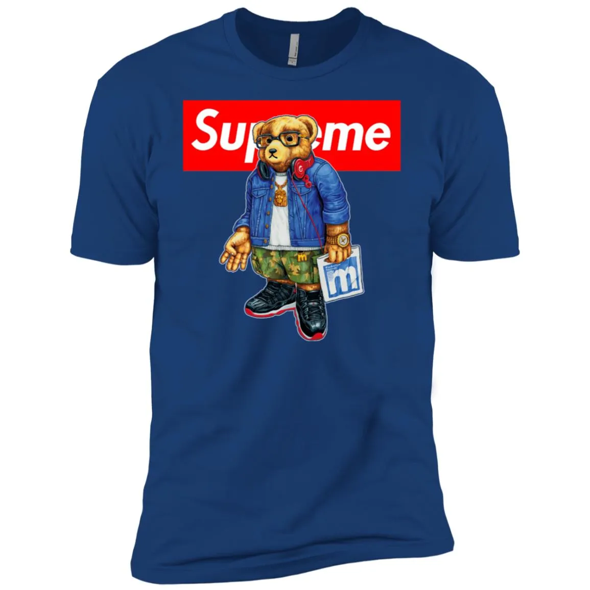 Supreme Bear Style Music T-shirt Men Short Sleeve T-Shirt