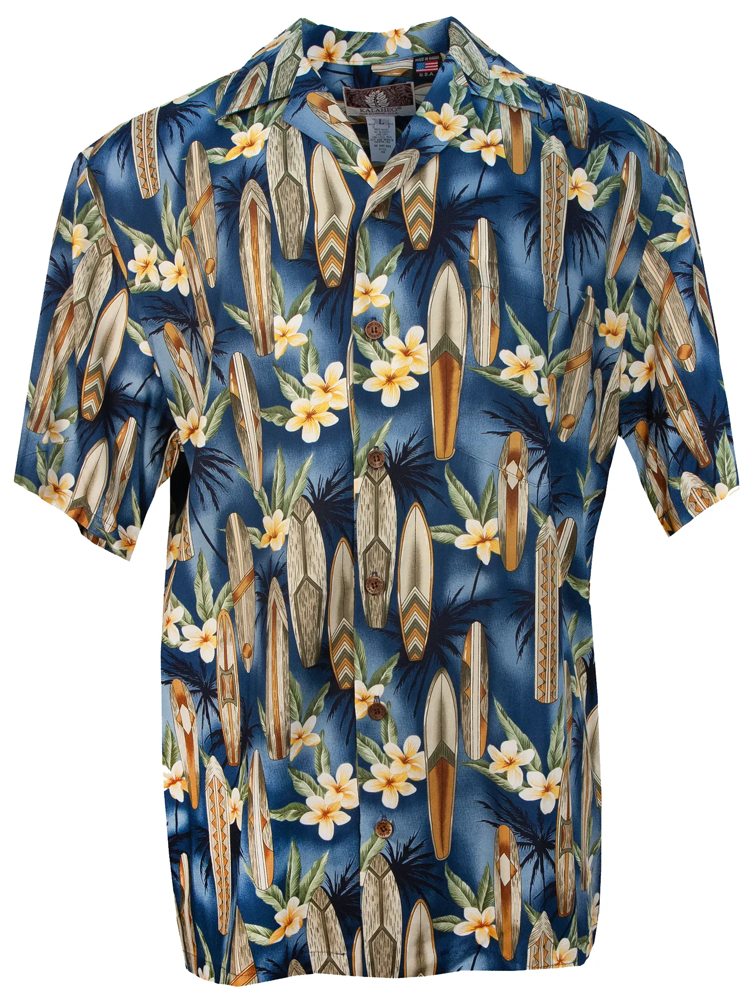 Surfboard Paradise Mens Hawaiian Shirt in Navy