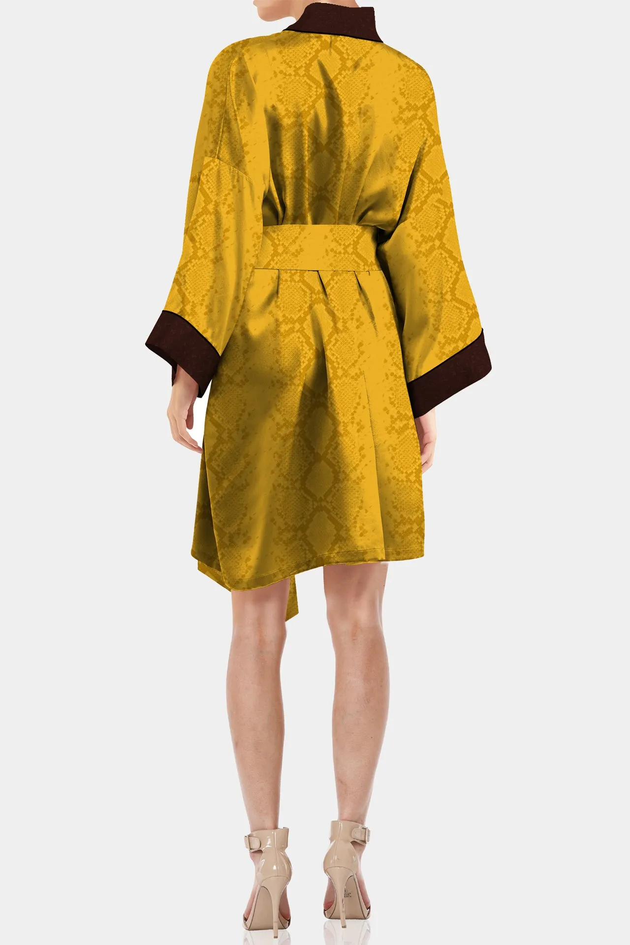 Sustainable Silk Cupro Short Length Kimono Robe