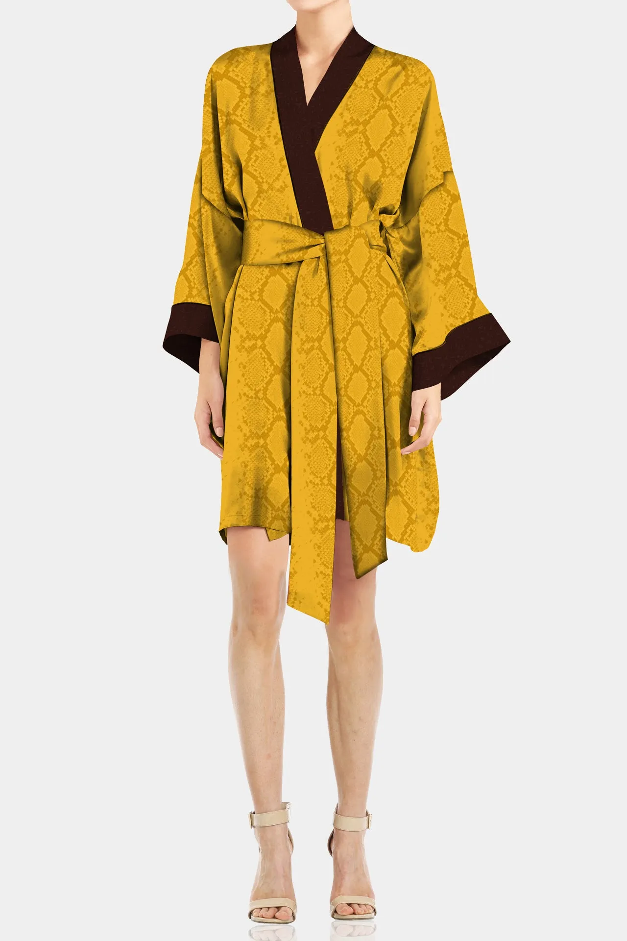 Sustainable Silk Cupro Short Length Kimono Robe