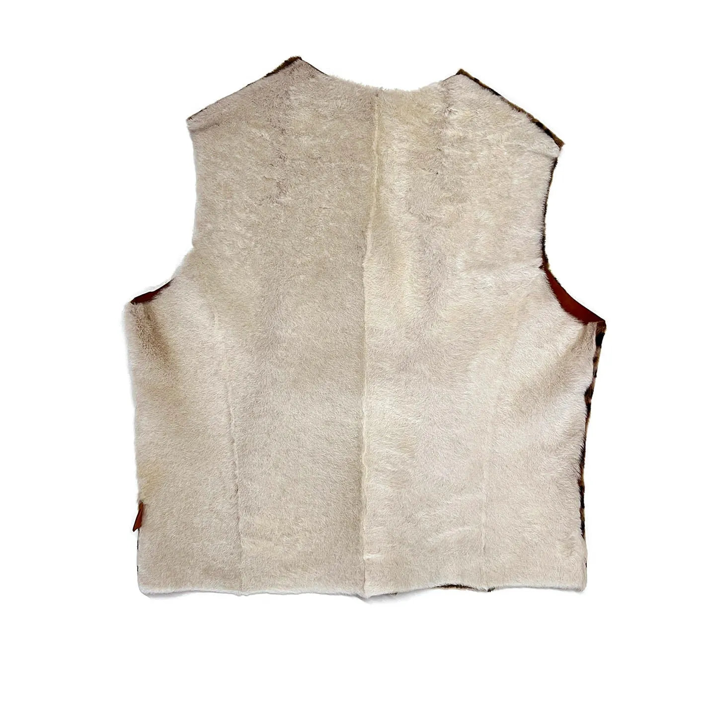 TAIGA Sheepskin Waistcoat - Cappuccino   Black Animal Print / Natural