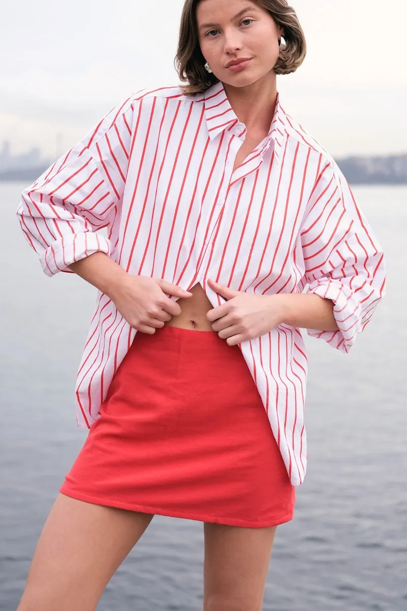 Tammy Shirt, Campari Stripe