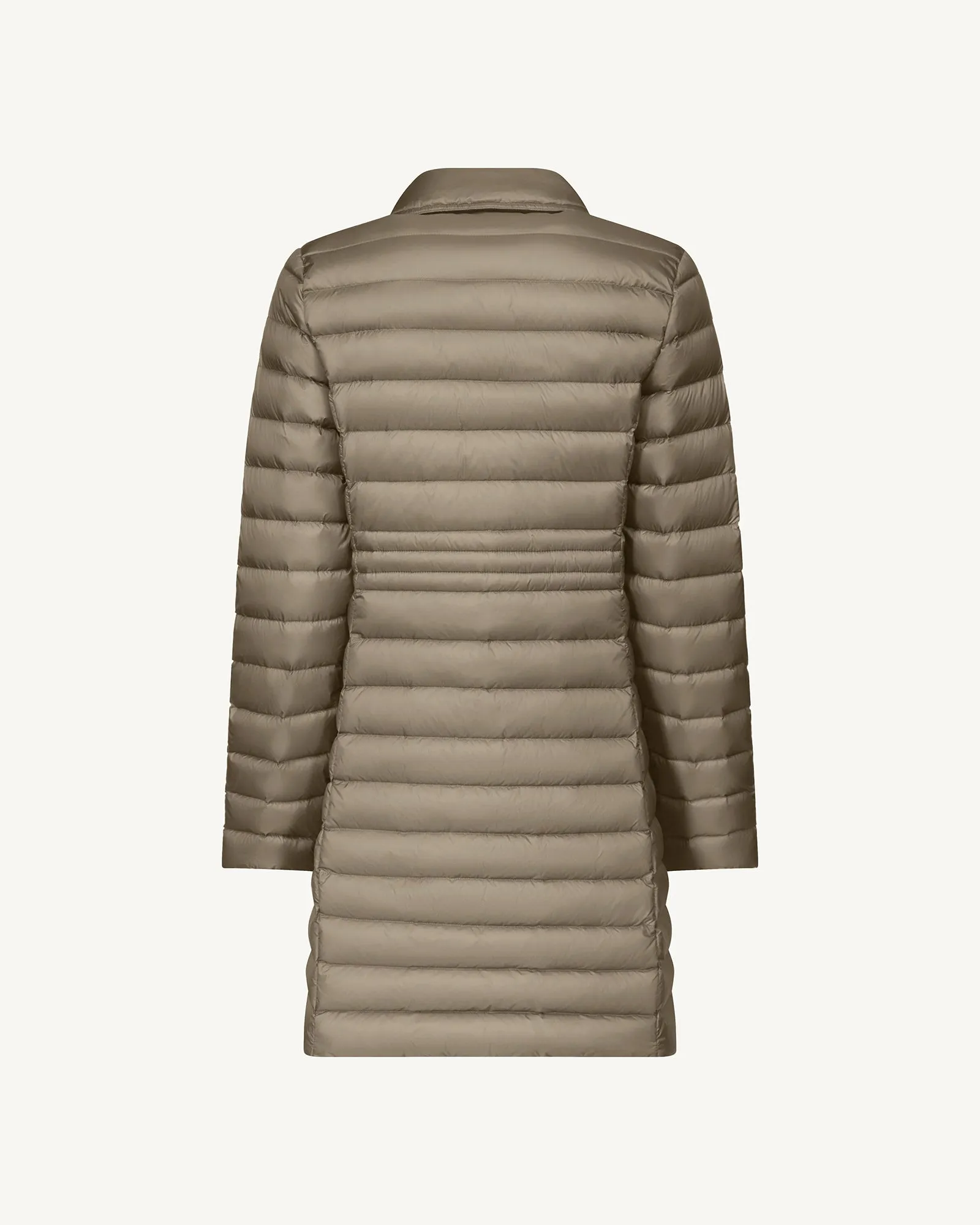 Taupe Vero long hooded puffer jacket