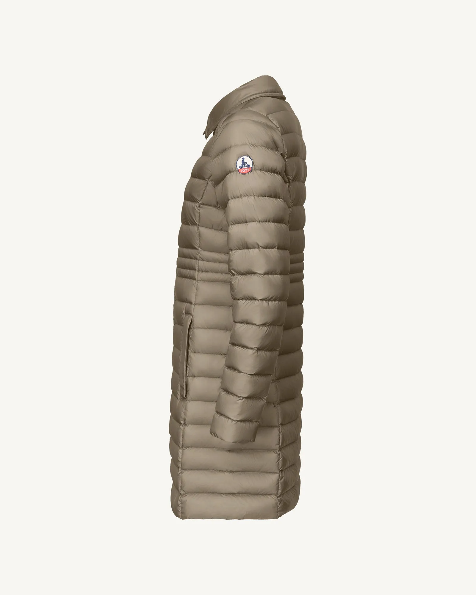 Taupe Vero long hooded puffer jacket