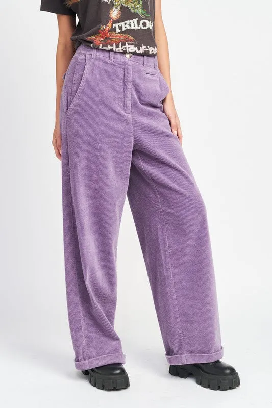 TEEK - WIDE LEG CORDUROY PURPLE PANTS