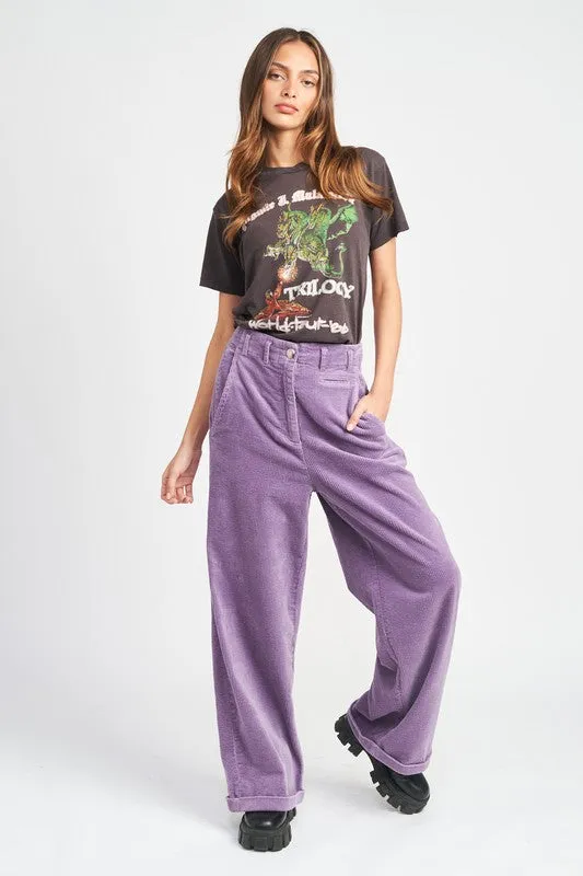 TEEK - WIDE LEG CORDUROY PURPLE PANTS
