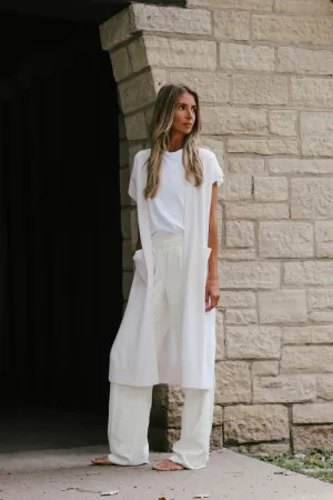 Tenlea Hunter - Long Open Cashmere Cardigan in Soft White