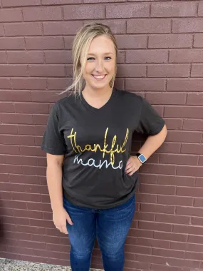 Thankful Mama Tee - Charcoal