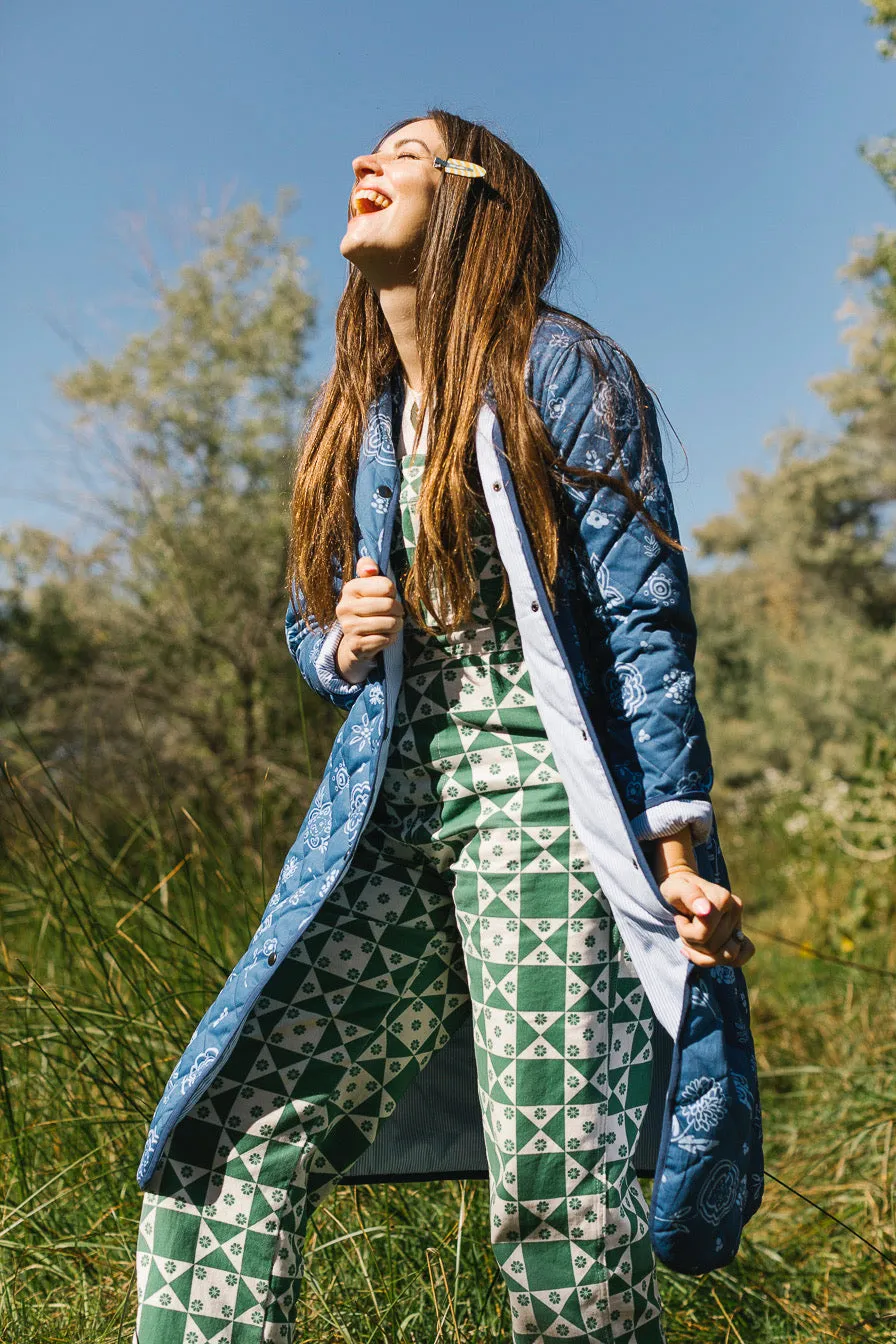 The Beijing Quilted Coat- Green Floral