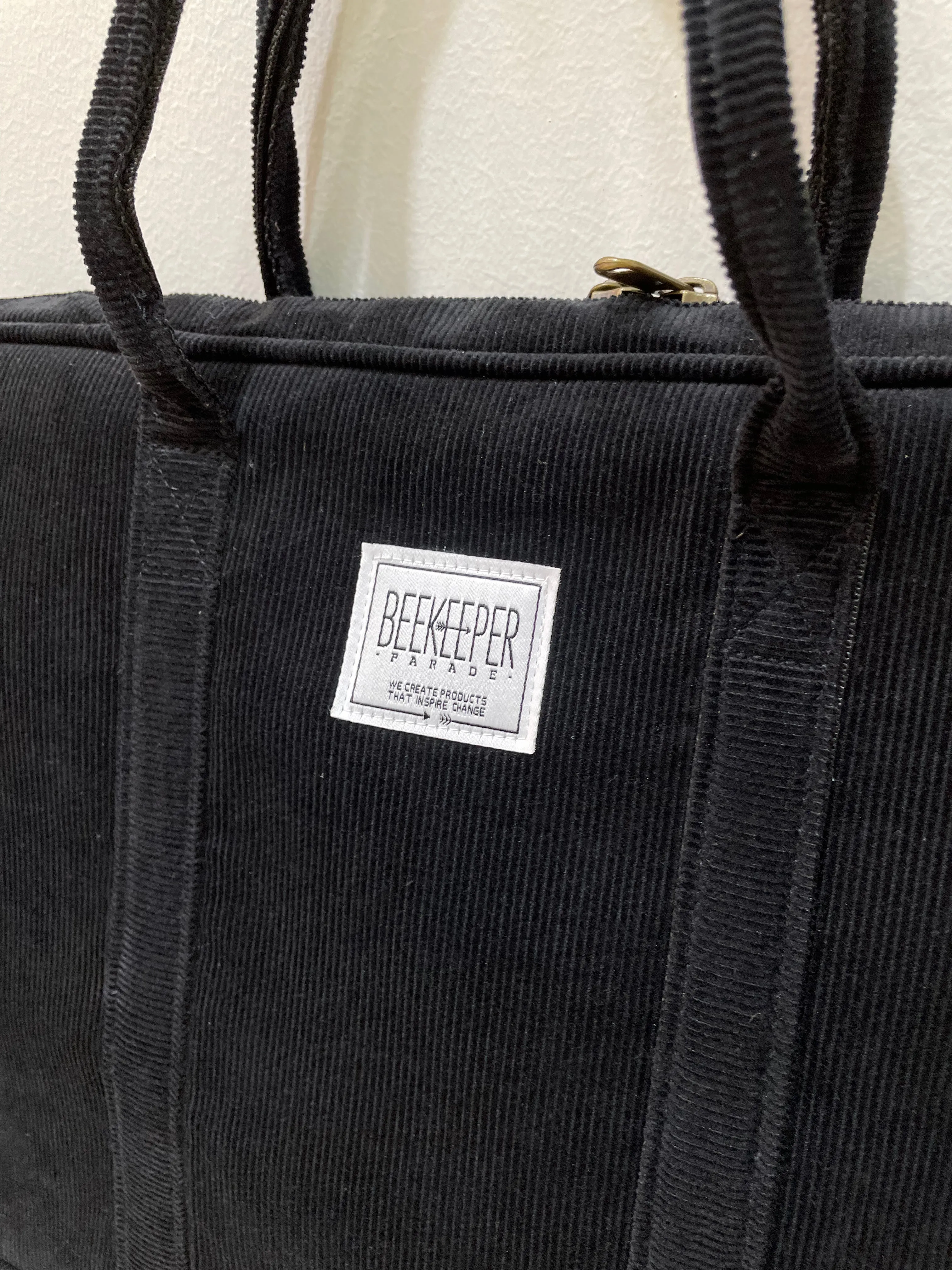 The Panda Black Corduroy 🐼 Laptop Messenger BeeKeeper Bag