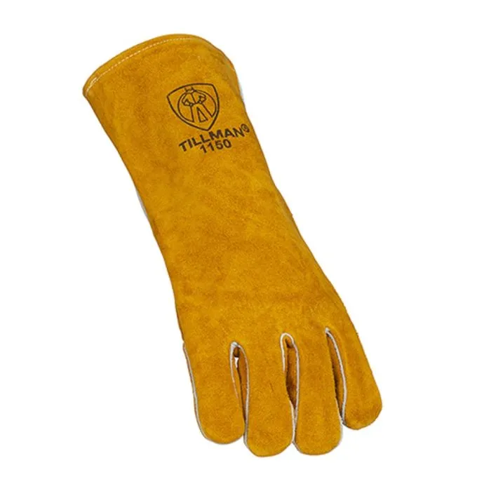 Tillman 1150 Premium Select Split Cowhide Cotton Foam Stick Welding Glove, Gold/Pearl, Large, 1 Pair