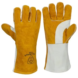 Tillman 1150 Premium Select Split Cowhide Cotton Foam Stick Welding Glove, Gold/Pearl, Large, 1 Pair