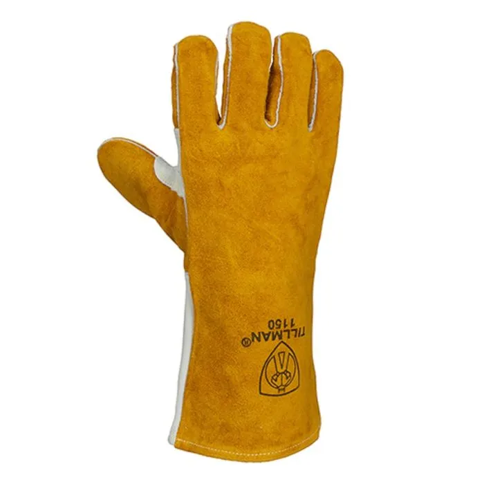 Tillman 1150 Premium Select Split Cowhide Cotton Foam Stick Welding Glove, Gold/Pearl, Large, 1 Pair