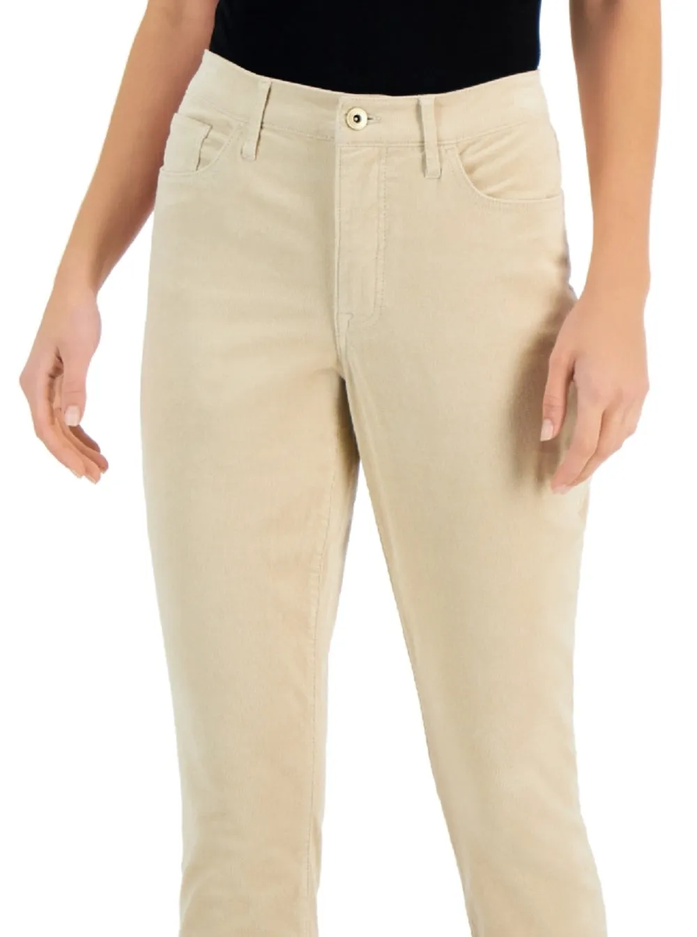 Tommy Hilfiger Women's Corduroy Skinny Ankle Pants Beige