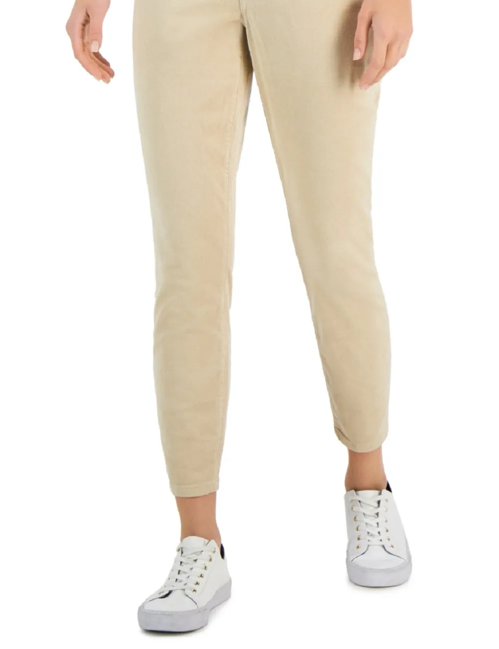 Tommy Hilfiger Women's Corduroy Skinny Ankle Pants Beige