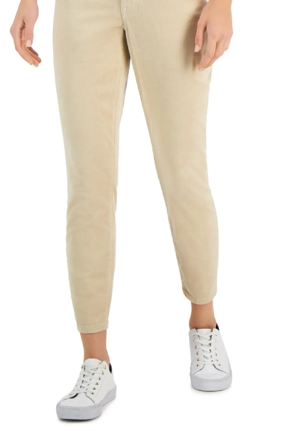 Tommy Hilfiger Women's Corduroy Skinny Ankle Pants Beige