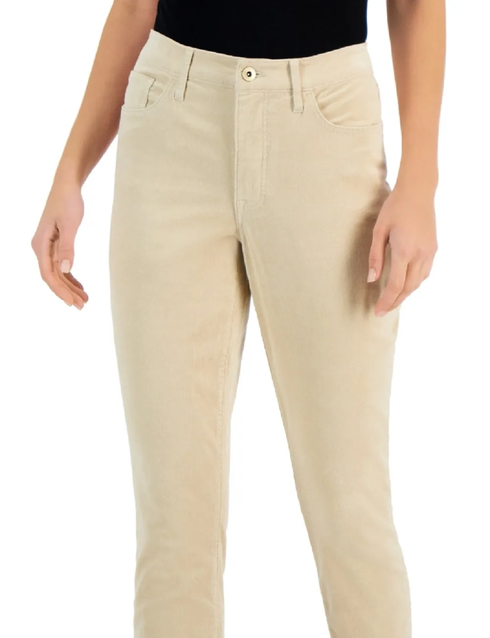 Tommy Hilfiger Women's Corduroy Skinny Ankle Pants Beige