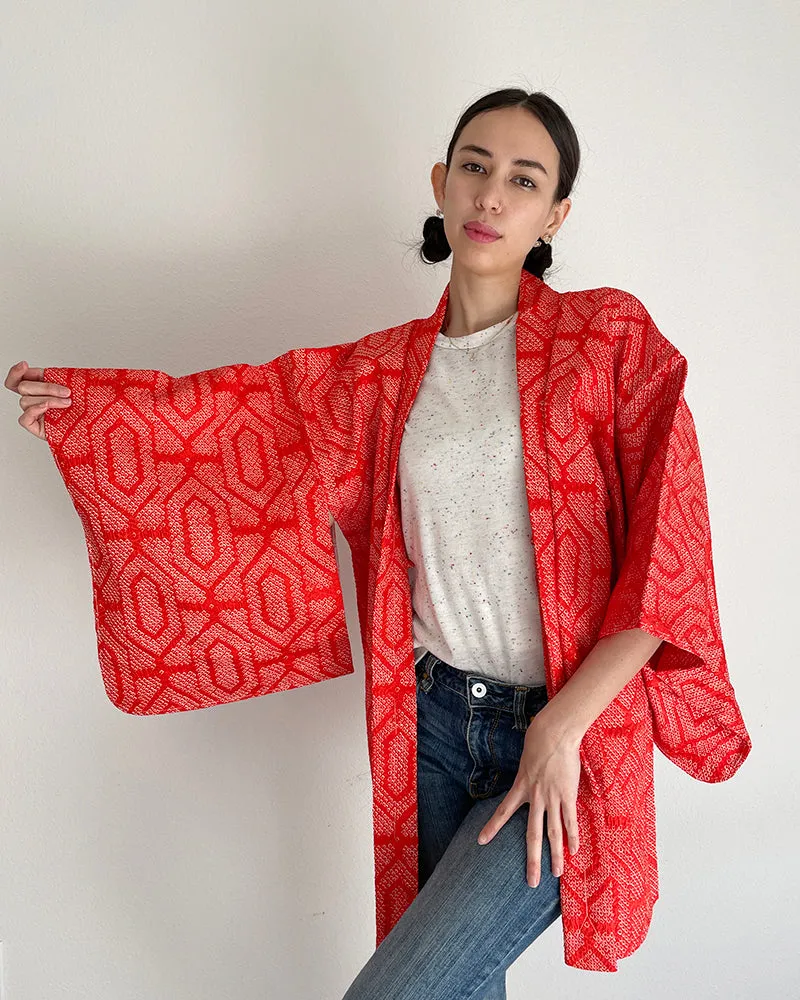Traditional Textile Shibori Haori Kimono Jacket
