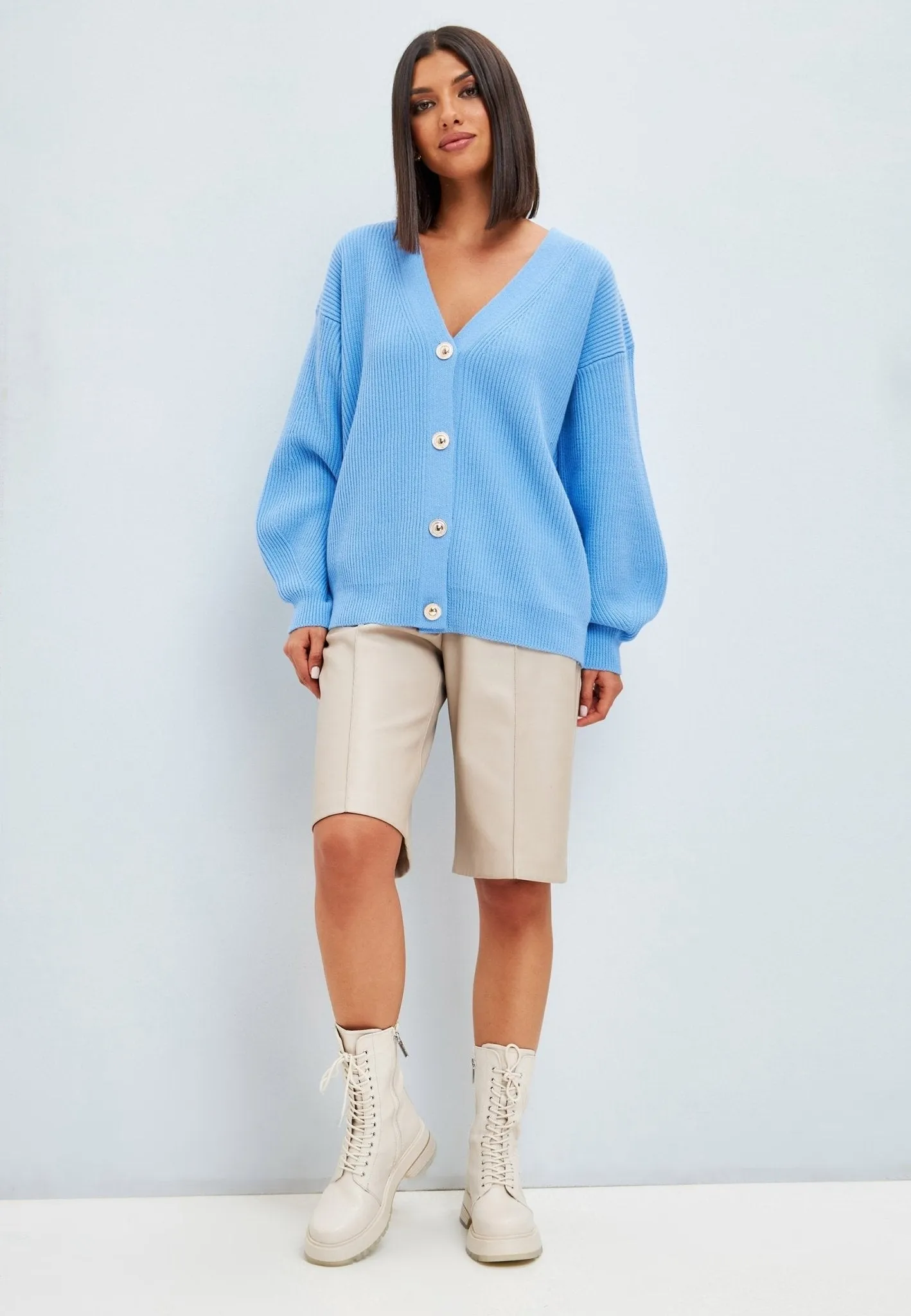 V-neck Cardigan - Blue