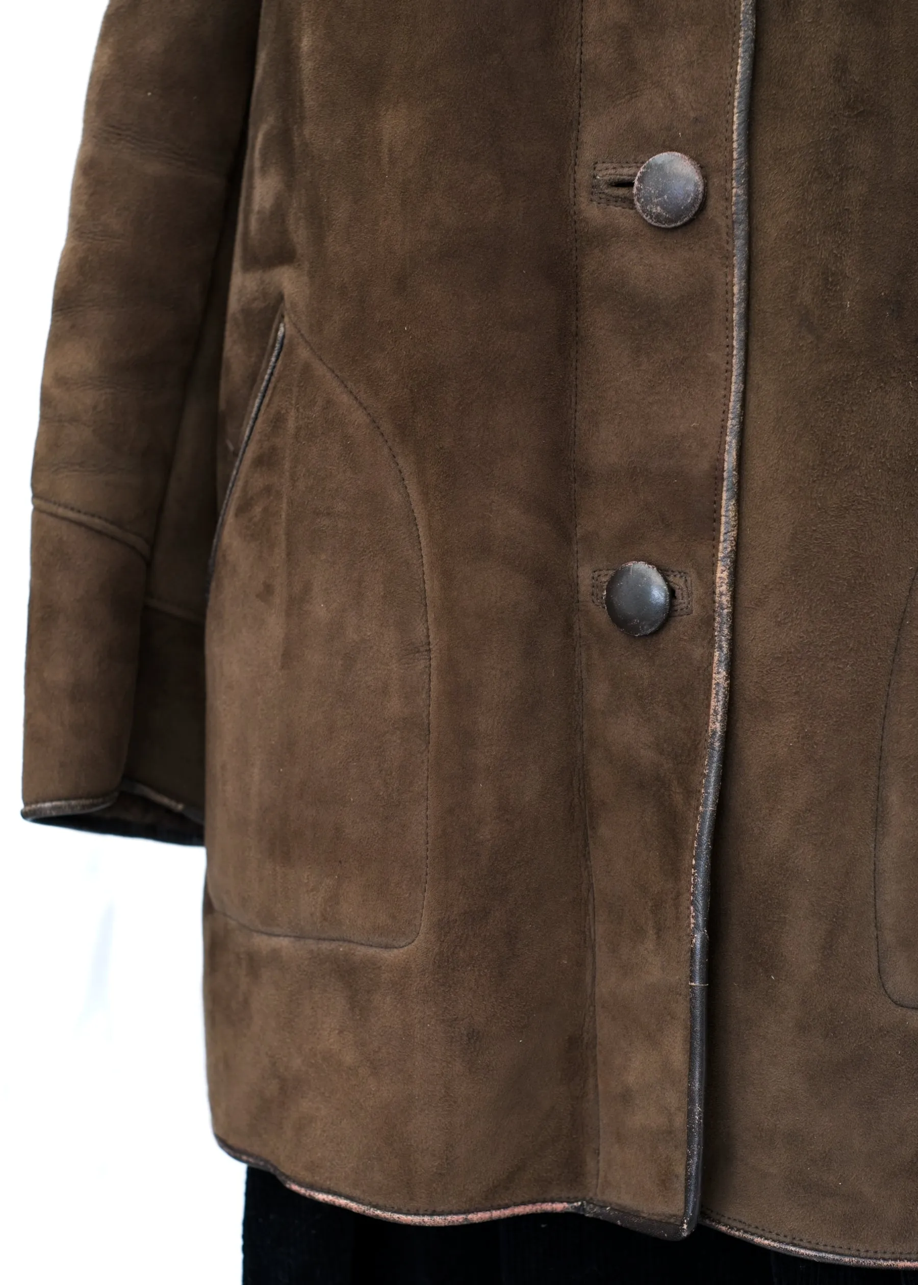 Vintage 60s Brown Suede Sheepskin Coat • Super Soft