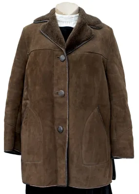 Vintage 60s Brown Suede Sheepskin Coat • Super Soft