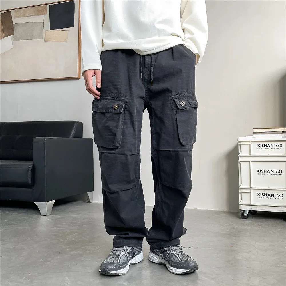 Vintage High Quality Cargo Pants Male Clothing Japanese Multi-pocket Casual Trousers