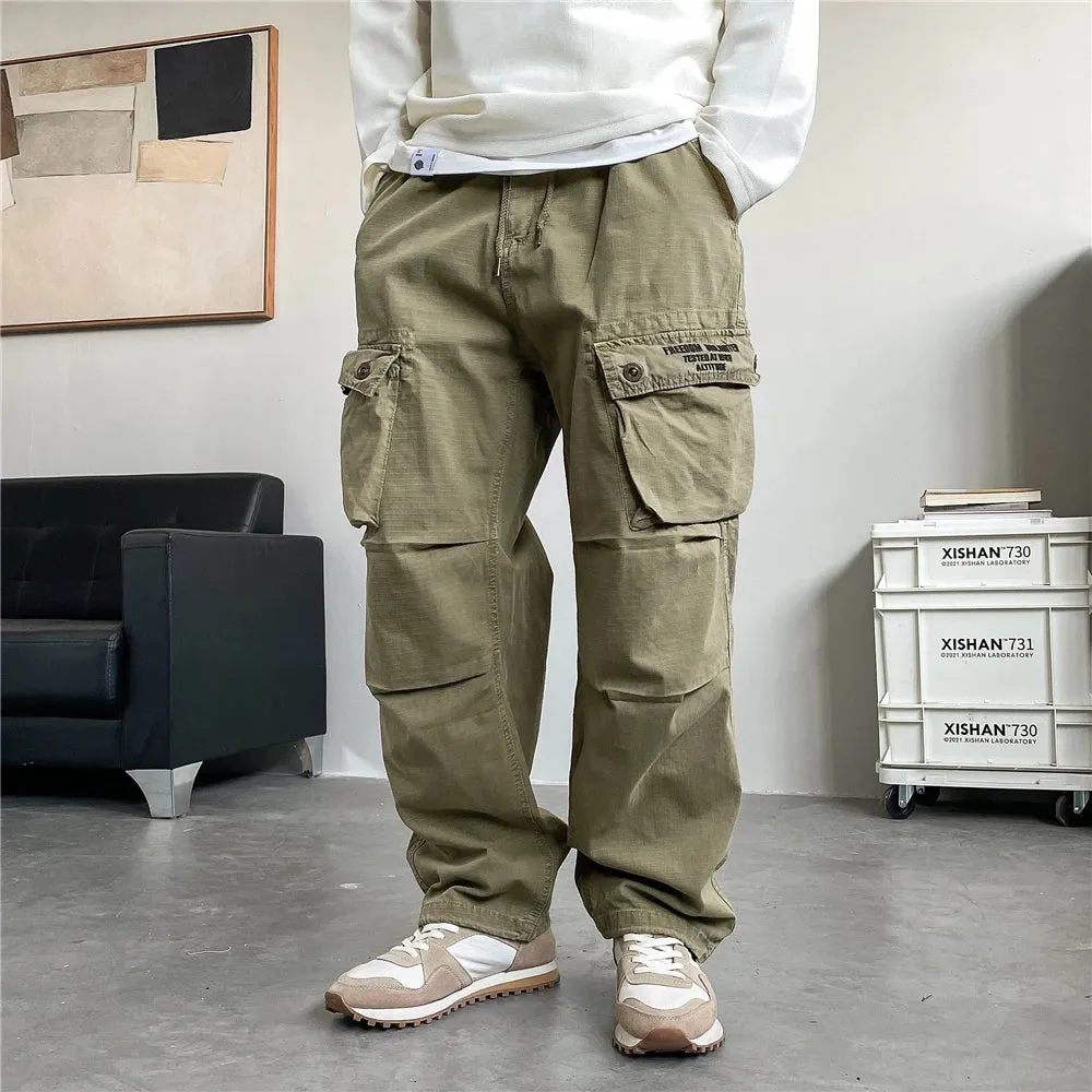 Vintage High Quality Cargo Pants Male Clothing Japanese Multi-pocket Casual Trousers