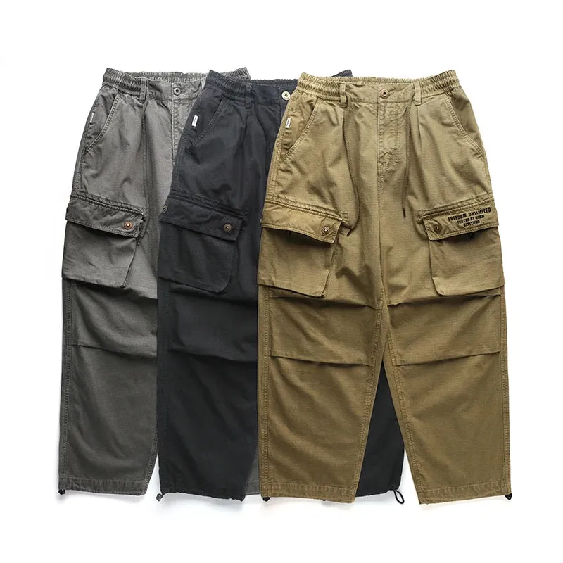 Vintage High Quality Cargo Pants Male Clothing Japanese Multi-pocket Casual Trousers
