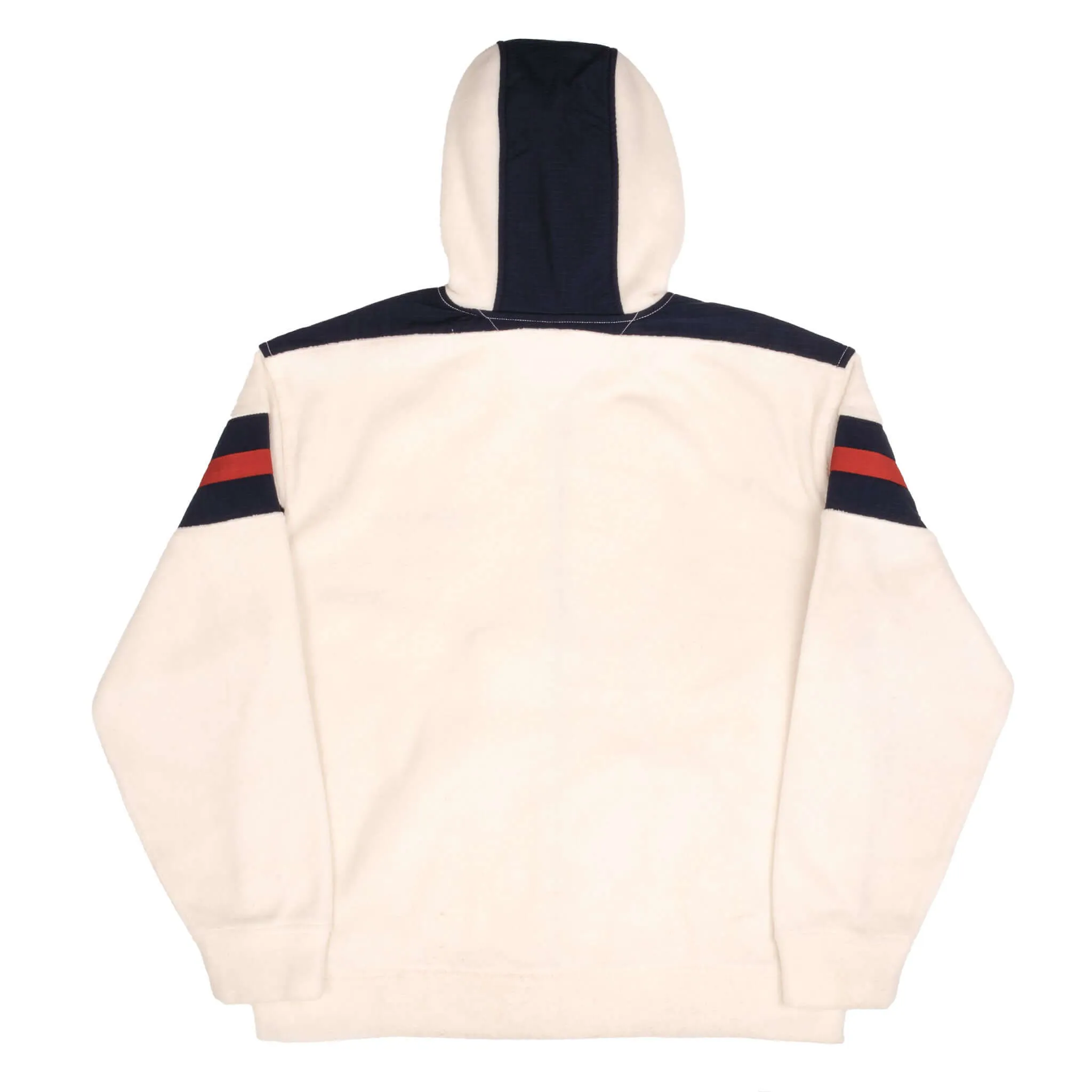 VINTAGE TOMMY HILFIGER BEIGE CREME FLEECE HOODED JACKET 1990S SIZE LARGE