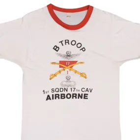 VINTAGE US ARMY B TROOP AIRBORNE 1 SQDN 17 CAV TEE SHIRT 1980S SMALL MADE IN USA