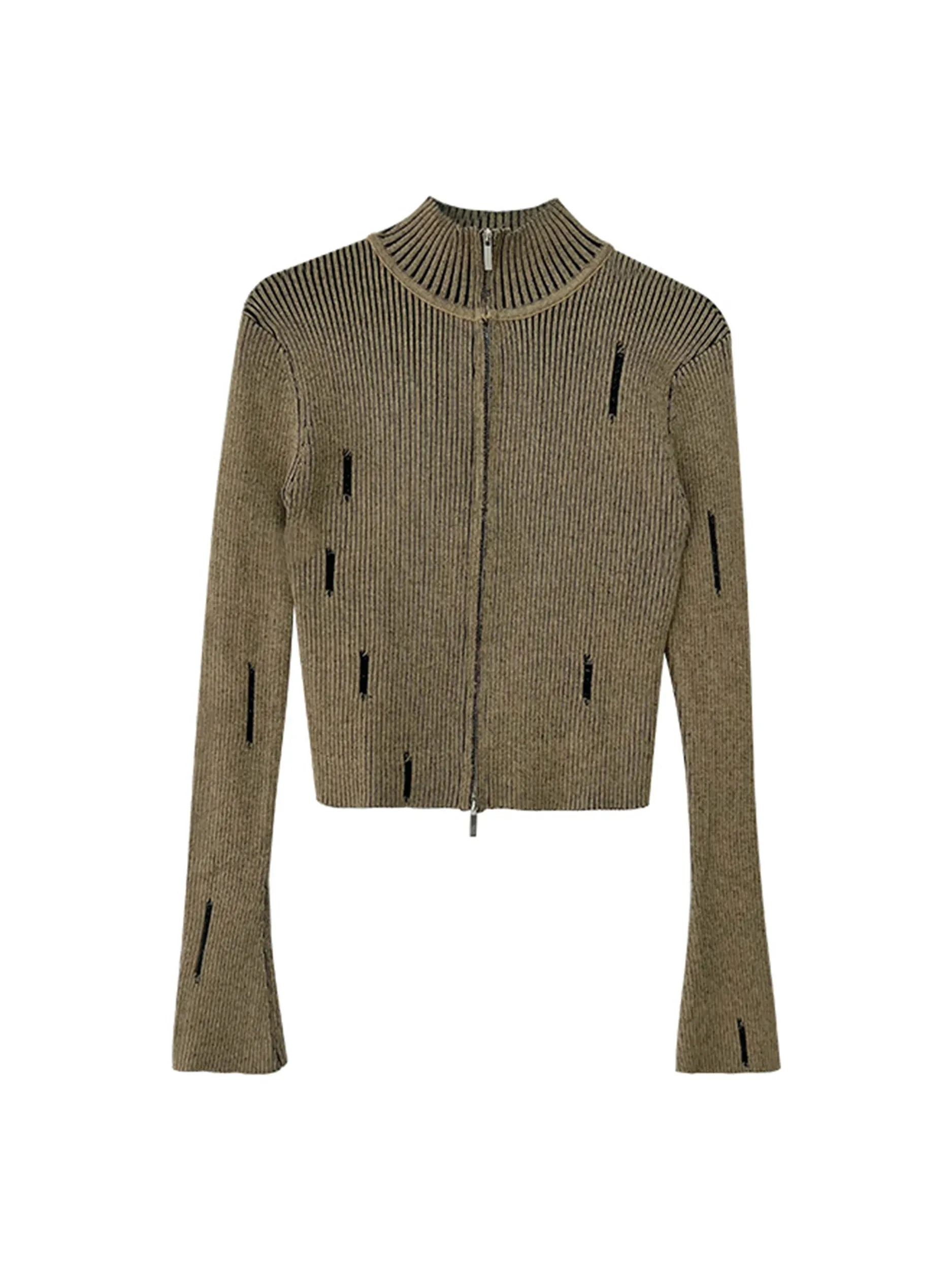Vintage Zipper Cardigan Women Y2k Aesthetic Grunge Sweater Jackets Female Harajuku Slim Knitted Coats Femme C-246