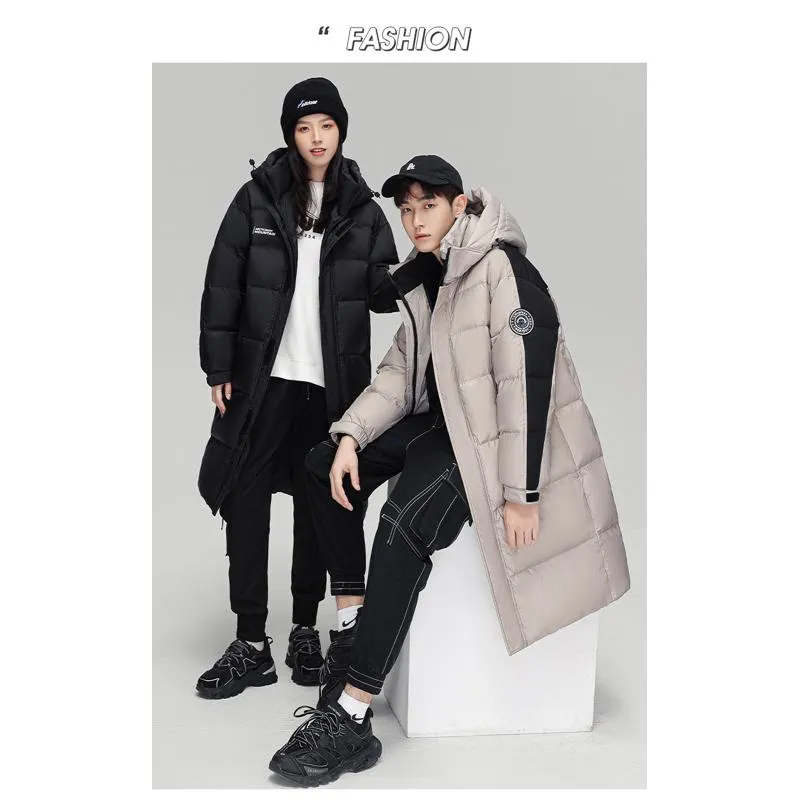 White Duck Down Loose Fit Knee-Length Down Coat