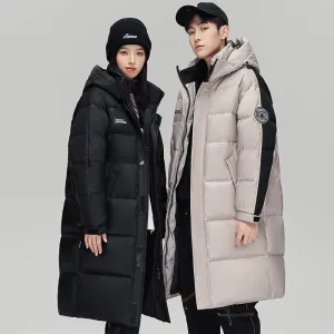 White Duck Down Loose Fit Knee-Length Down Coat