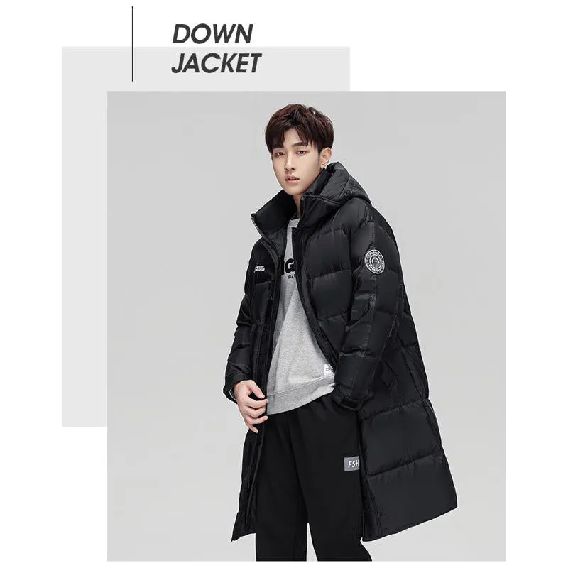 White Duck Down Loose Fit Knee-Length Down Coat