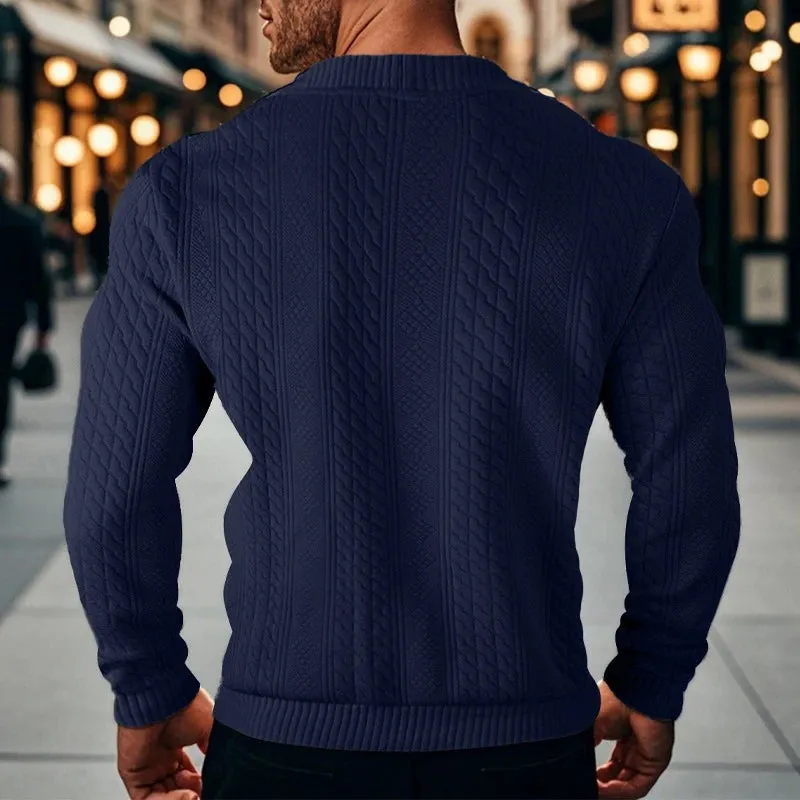 Wiaofellas  -  Men's Cardigan Winter Fall Solid V Collar Button Knit Coats Male Fashion Long Sleeve Jumper Retro Twist Knitted Business Sweater