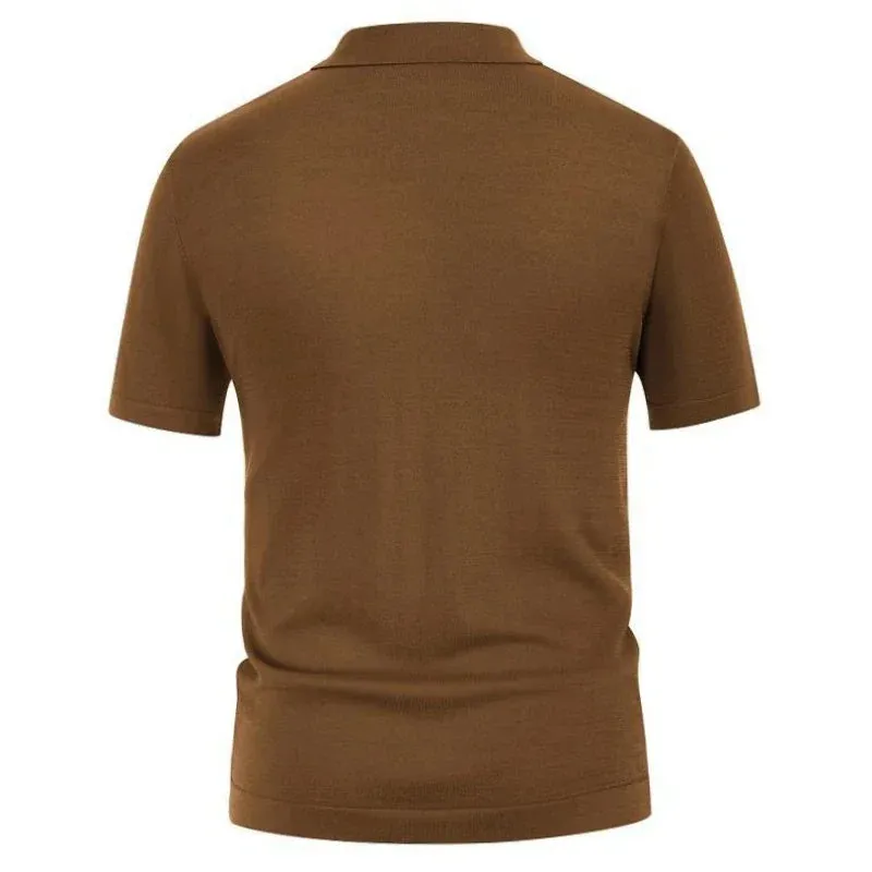 Wiaofellas  -  Men's Clothing Summer New Shirt for Men Fashion Splicing Short-sleeved Cardigan Color Collision Business Polo Shirt Blouset